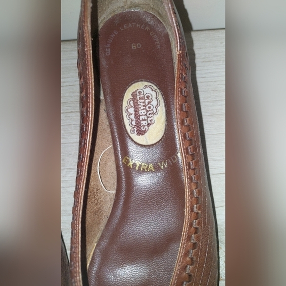 VTG 80's Brown Weaved Decorative Leather Cloud Climbers Flats Pre-Loved Size 6 - Picture 3 of 11
